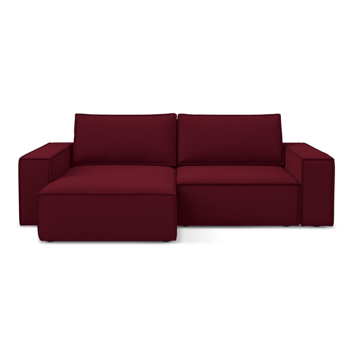 ECKSOFA mit Schlaffunktion Samt Stoff Rot - Bordeaux/Rot, Kunststoff/Textil (148/257cm) - LaMiaSofa