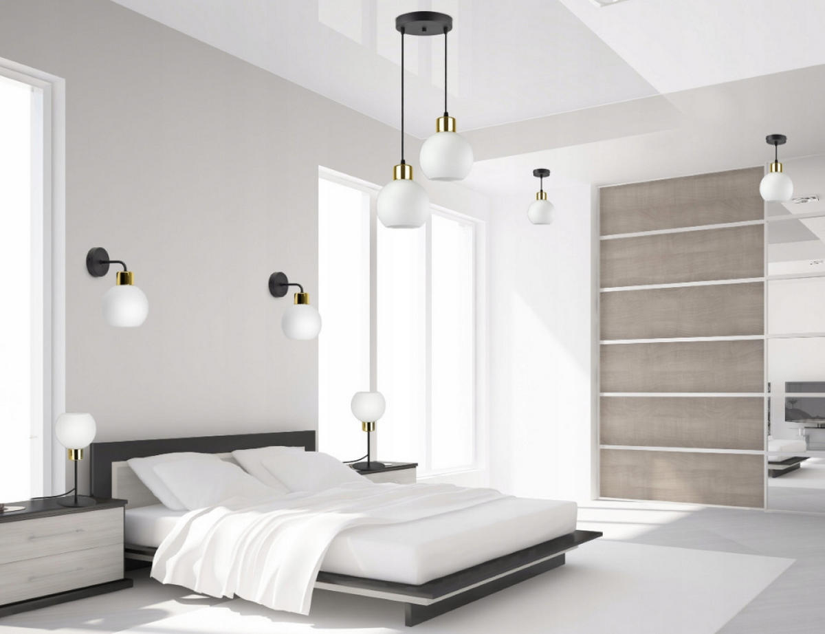 PENDELLEUCHTE Milano Glas - Goldfarben/Schwarz, Glas/Metall (25/25/80cm) - kiki design