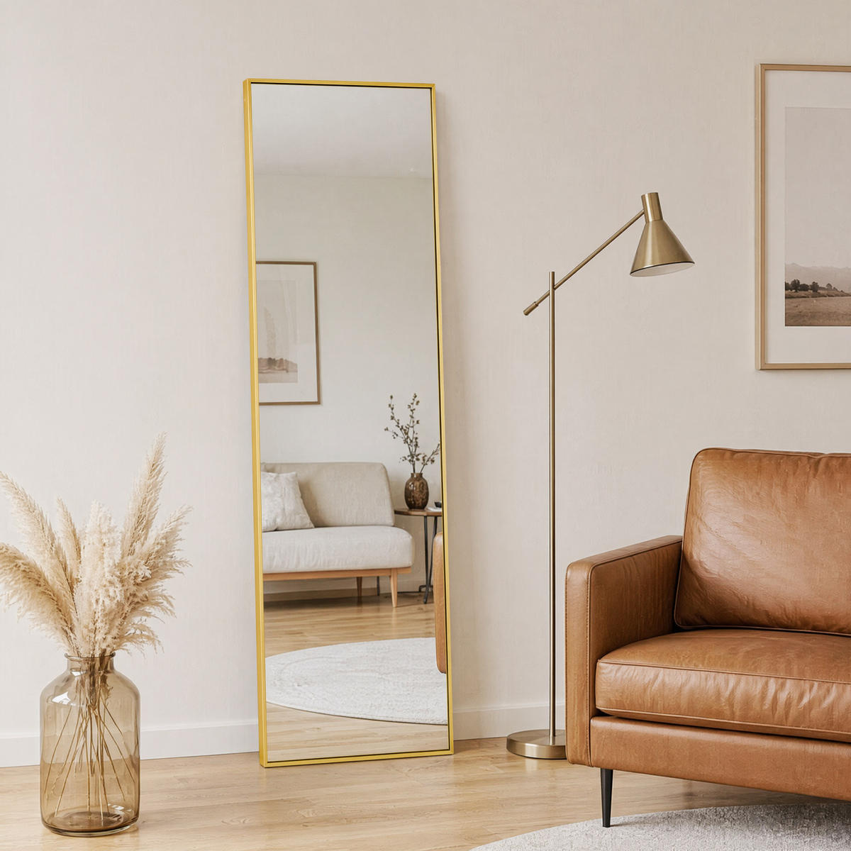 STEHSPIEGEL gold 150x40cm, aluminium, vielseitig nutzbar - Goldfarben, Glas (2/150/40cm) - SHOPENTRA