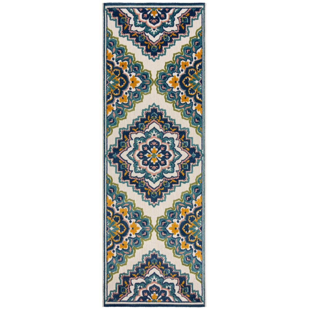 OUTDOOR-TEPPICH Floral-Design, superweich, blau MARDEN, Blau 80x230 cm - Blau, Textil (80/230cm) - KADIMA DESIGN