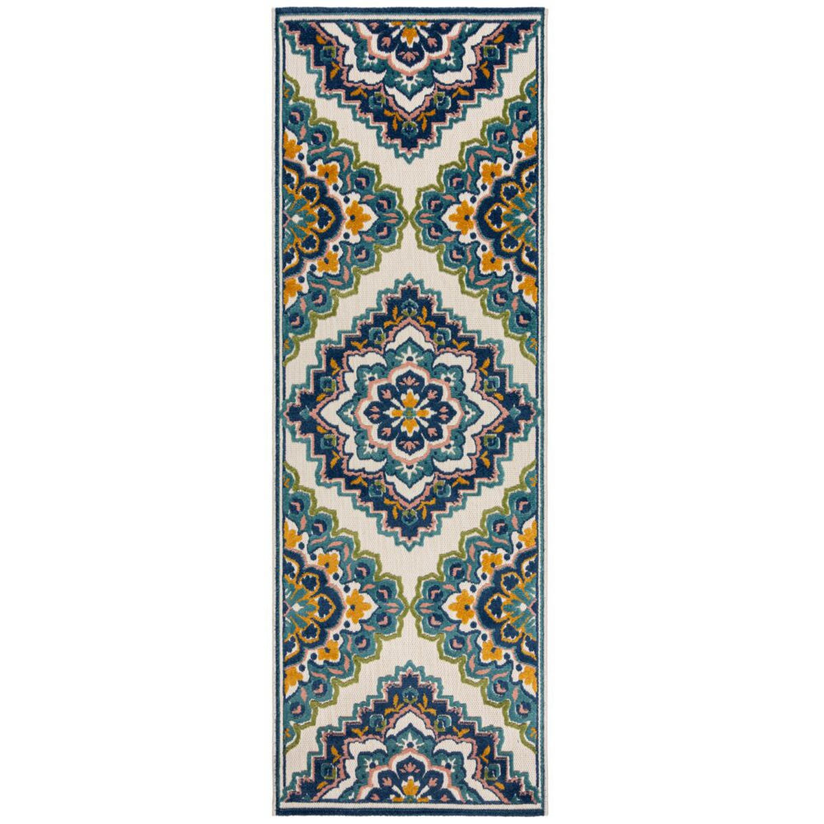 OUTDOOR-TEPPICH Floral-Design, superweich, blau MARDEN, Blau 80x230 cm - Blau, Textil (80/230cm) - KADIMA DESIGN