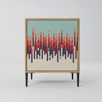 SIDEBOARD CHROMA CONTOURS, Eichefarben, 57,5x42x72,5 cm, Schwarze Metallfüße - Eichefarben/Multicolor, Holzwerkstoff/Metall (57.5/72.5/42cm) - SpaceRebels