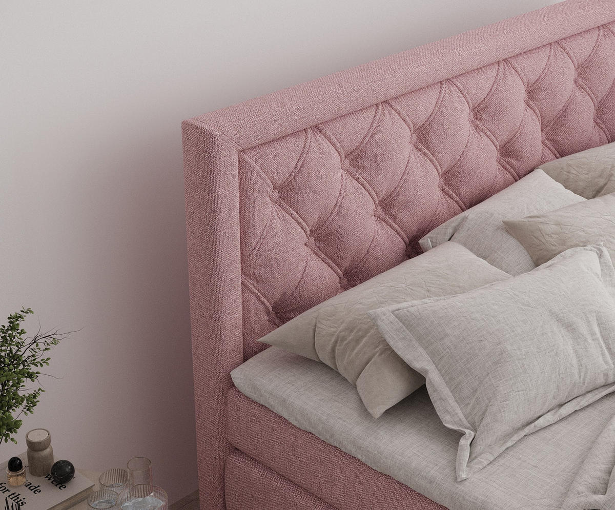 BOXSPRINGBETT Aurelia Rosa 160/200 cm - Schwarz/Rosa, Holz/Holzwerkstoff (160/200cm) - Maison de Reve