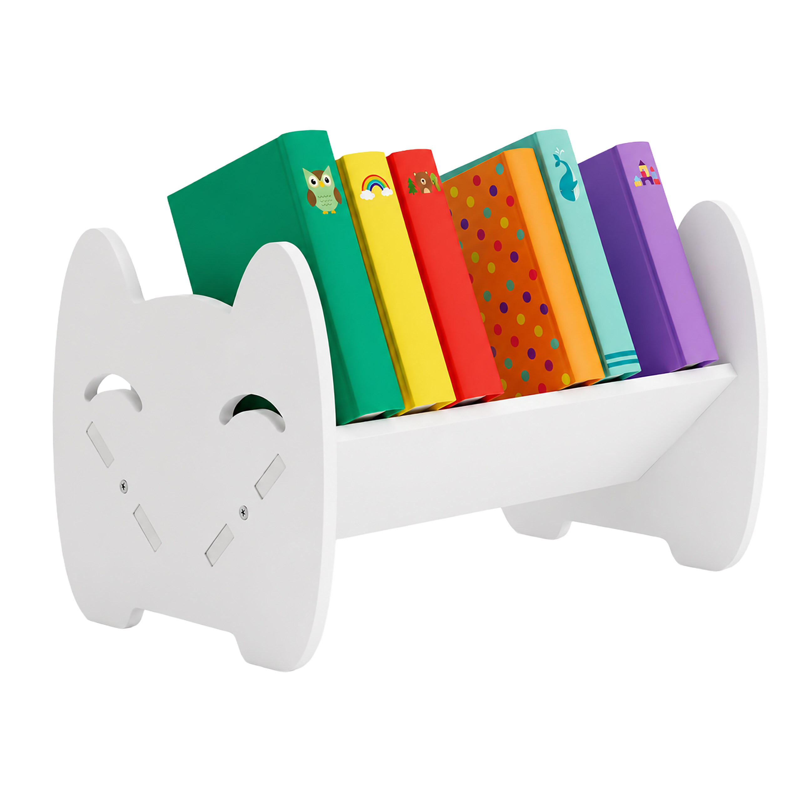 BÜCHERREGAL Weiß Kinder Katzendesign PVC 32 cm - Weiß, Kunststoff (32/19.5/21.5cm) - Relaxdays