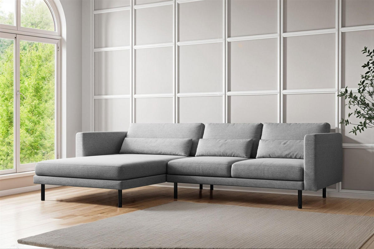 ECKSOFA Agada In Verita - Hellgrau, Holzwerkstoff/Textil (281/174cm) - Fun Möbel