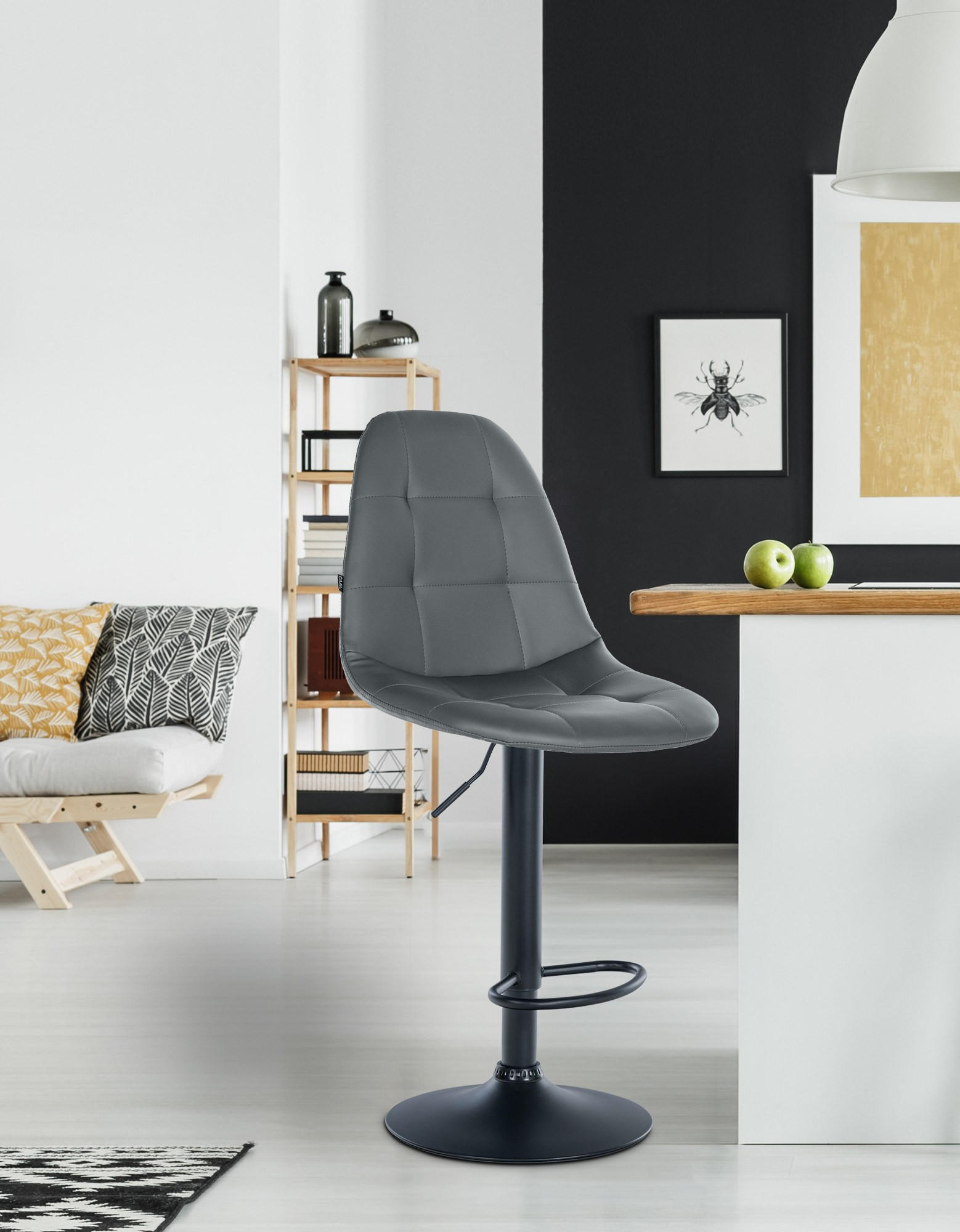 Thumbnail - CLP Barhocker, Grau, Textil, 47x58x56 cm, Esszimmer, Barmöbel, Barhocker