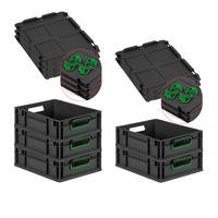 EUROBOX 5x NextGen Color mit Auflagedeckel 12x30x40 cm 11 Liter Schwarz Griffe grün offen - Schwarz/Grün, Kunststoff (30/12/40cm) - PROREGAL