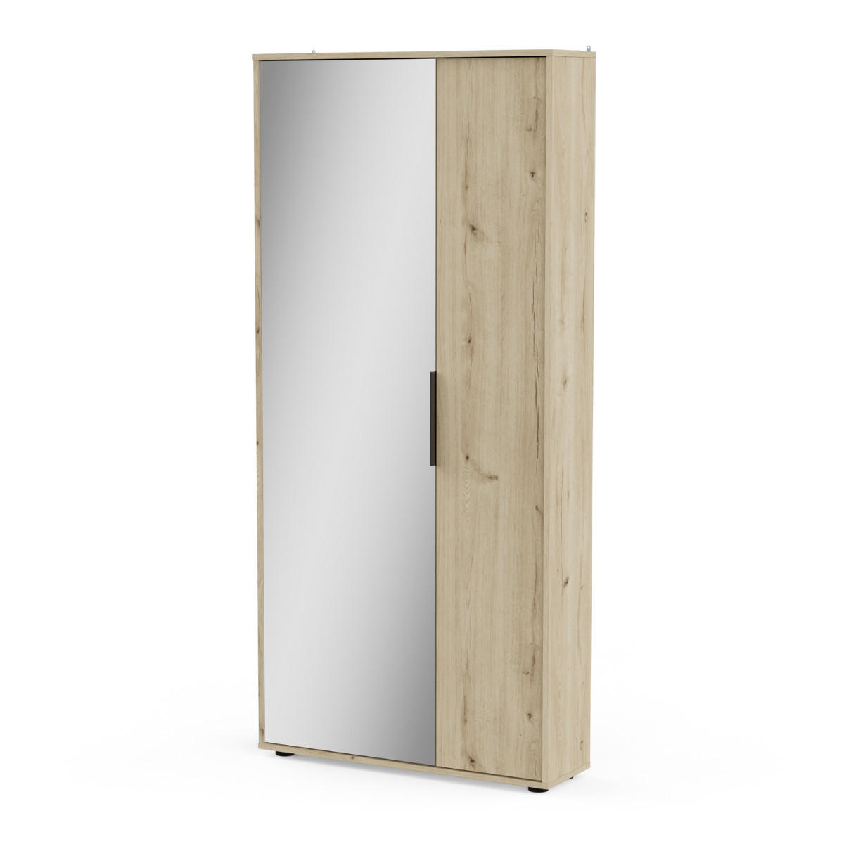 SCHUHSCHRANK 2 türen und 1 spiegel - ebony 82,8/23,9/178,4 cm - Eichefarben, Holzwerkstoff (23.9/178.4/25.7cm) - Calicosy