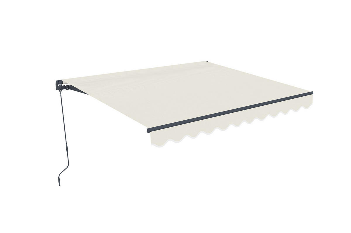 EINTEILIGE MARKISE Vecchio Beige 3m x 2,5m - Premium-Leinwand 320g/m² - Beige, Metall (295/270/250cm) - Cazeboo