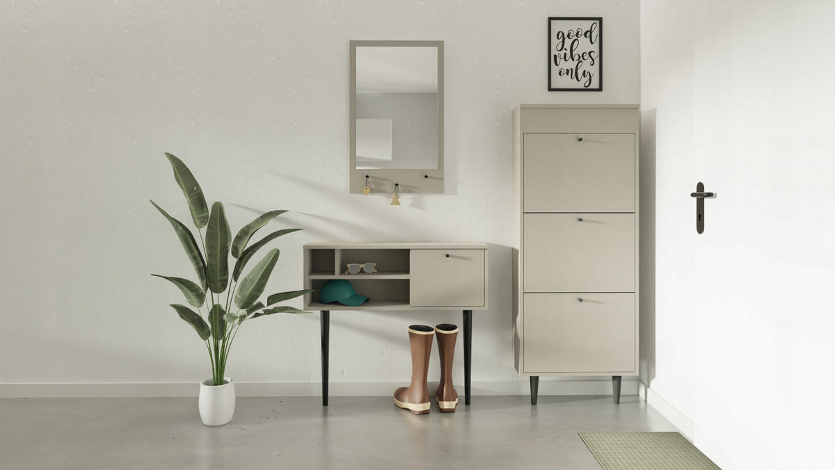 SCHUHSCHRANK Dotti 531 Kaschmir 55/21/141 cm Wandmontage - Kaschmir, Holzwerkstoff (55/141/21cm) - Matkam Möbel