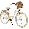 CITY-FAHRRAD Milord mit Weidenkorb, 28 Zoll, Creme-Braun, 1-Gang - Creme/Braun, Metall (46cm) - Milordbikes