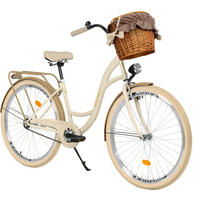 CITY-FAHRRAD Milord mit Weidenkorb, 28 Zoll, Creme-Braun, 1-Gang - Creme/Braun, Metall (46cm) - Milordbikes