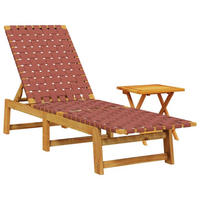SONNENLIEGE Mit Tisch Rot Massivholz Akazie Und Stoff - Rot, Holz (55/87/157cm) - vidaXL