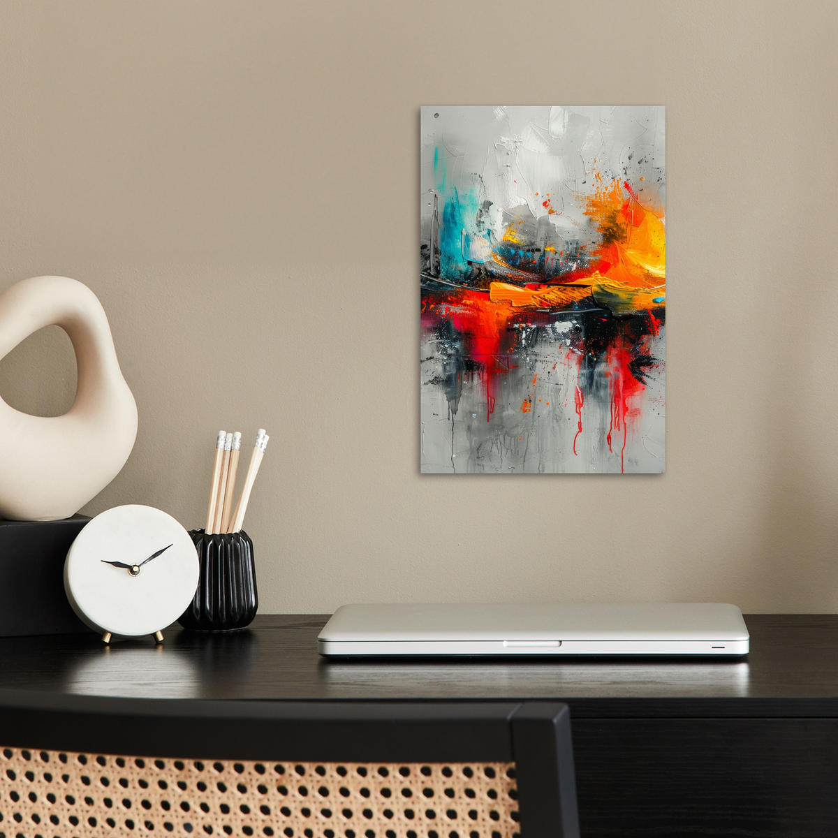 POSTER Moderne Kunst - Orange - Grau - Abstrakt 20x30 cm - Hellgrau, Papier (20/30/0.1cm) - MuchoWow