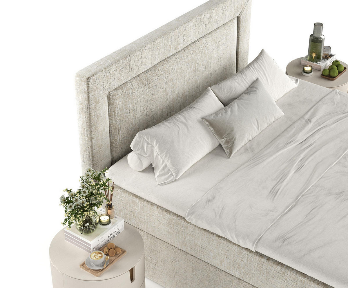BOXBETT Palmera Beige 180/200 cm - Beige/Schwarz, Holz/Holzwerkstoff (180/200cm) - Maison de Reve