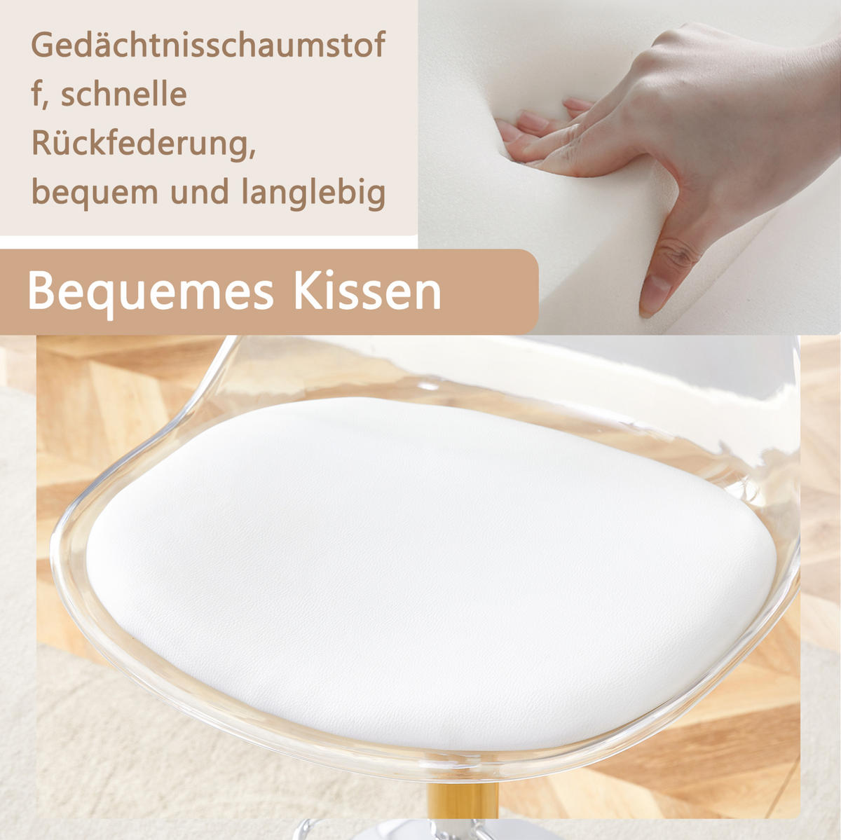 BARHOCKER 2er-Set höhenverstellbar drehbar Gold Transparent - Goldfarben, Metall (53.3/120/45.7cm) - Meubliv
