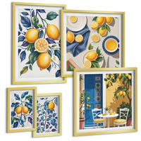 BILDER SET 5er Set - 50x50 cm & 20x30 cm & 40x60 cm Goldrahmen - Grüne Oliven, Eukalyptus - Goldfarben, Kunststoff (40/60cm) - TULUP