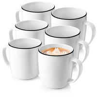 KAFFEEBECHER MARLO BLACK RIM - 6 teilig aus Porzellan - Weiß, Keramik (0.35L) - Sänger