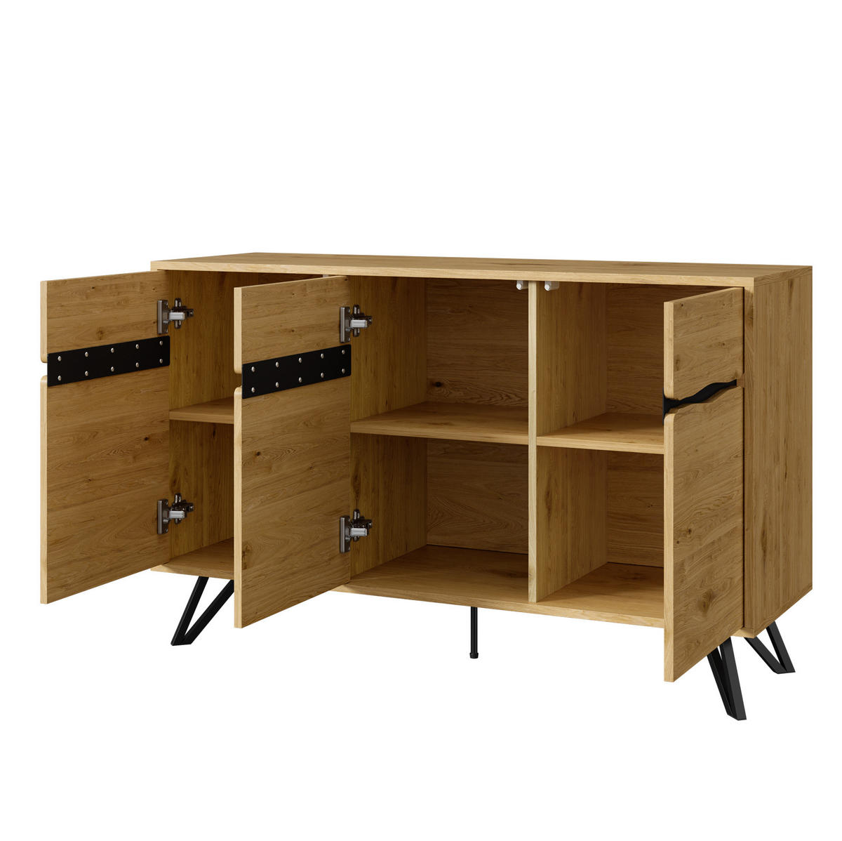 SIDEBOARD 140/40/75,5 cm z dřevotřísky v dekoru dřeva a černé - přírodní, kompozitní dřevo (40/75.5/140cm) - Modenvie