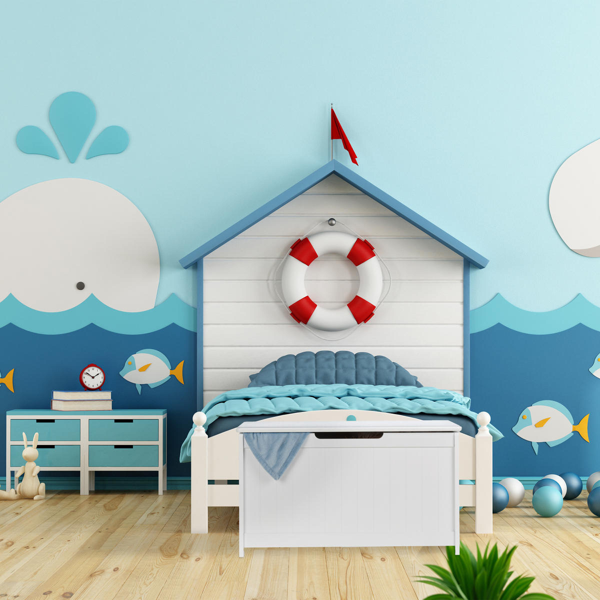 TRUHLA Bílá úložná s víkem MDF - bílá, kompozitní dřevo (80/40cm) - Relaxdays