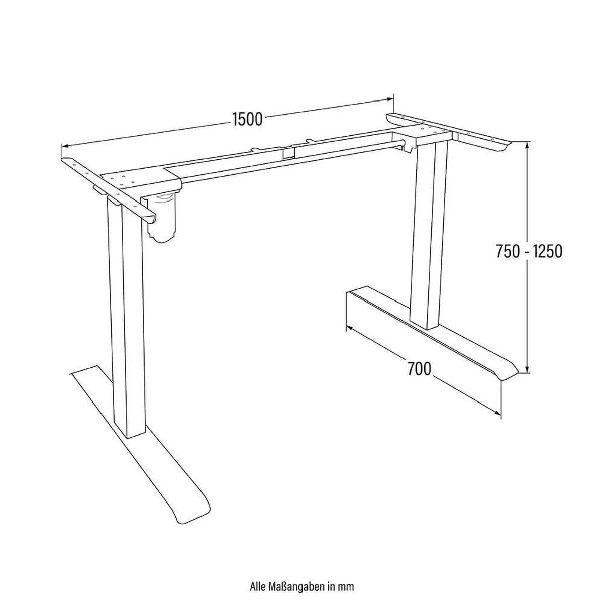 GESTELL für höhenverstellbaren Schreibtisch AXION - Schwarz - Schwarz, Metall (150/70/75cm) - Home Deluxe