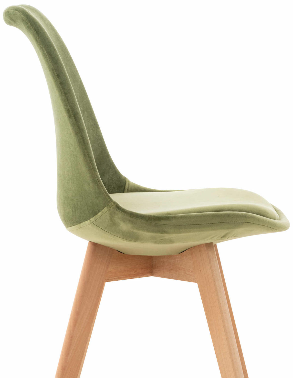 STUHL Samt hellgrün - Eukalyptusholzfarben/Hellgrün, Holz/Textil (49/83/50cm) - CLP