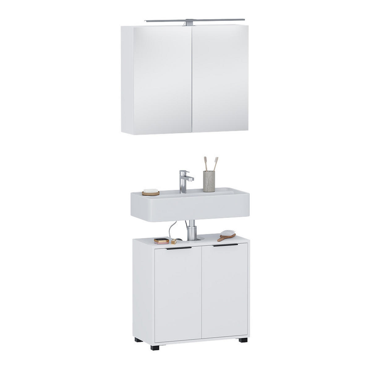 BADMÖBEL-SET Alina Weiß 2 Teile - Weiß, Holzwerkstoff (60/60/30cm) - Vicco