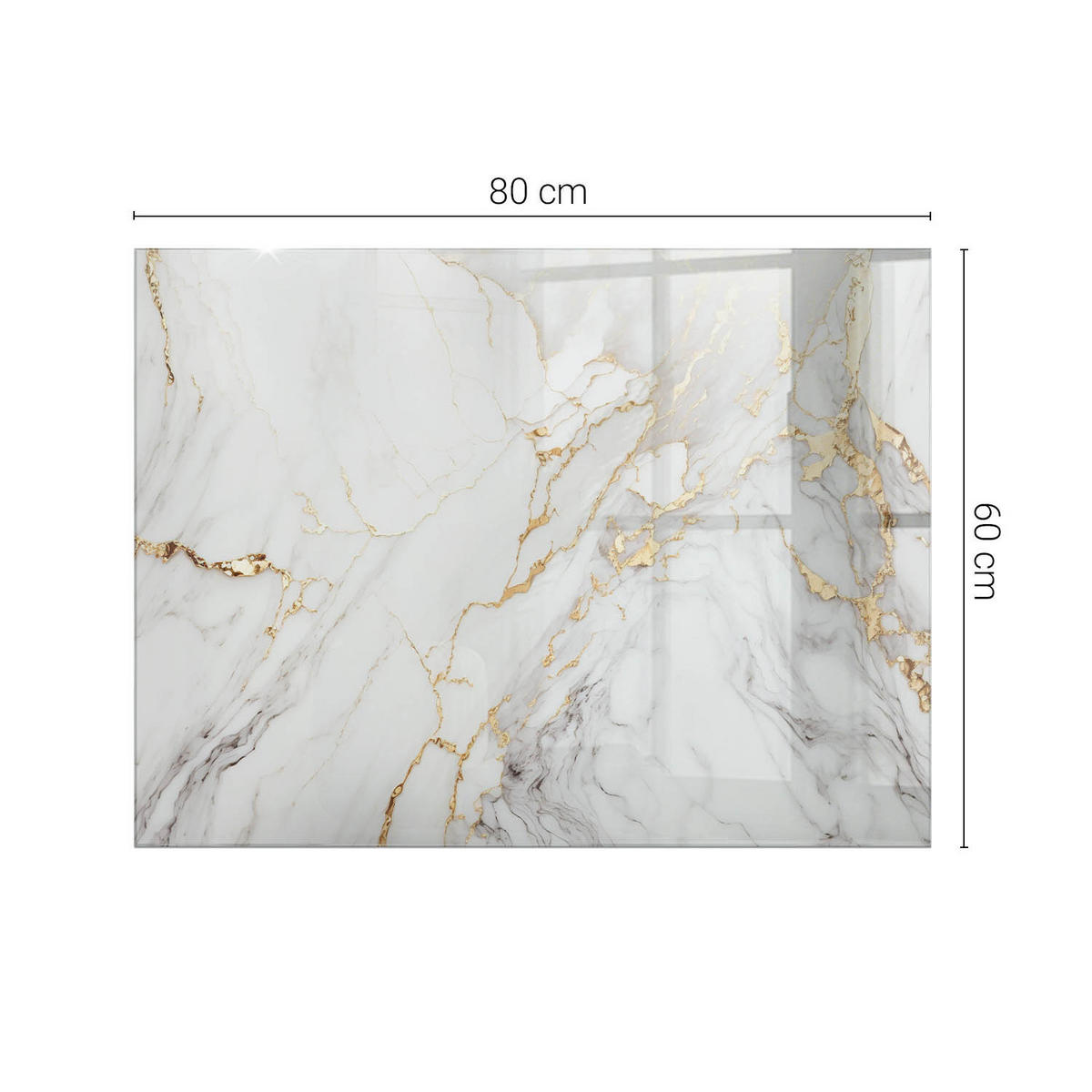 TISCHPLATTE 80x60 cm Eleganter Marmor mit Adern - Goldfarben/Weiß, Glas (80/60/0.4cm) - TULUP