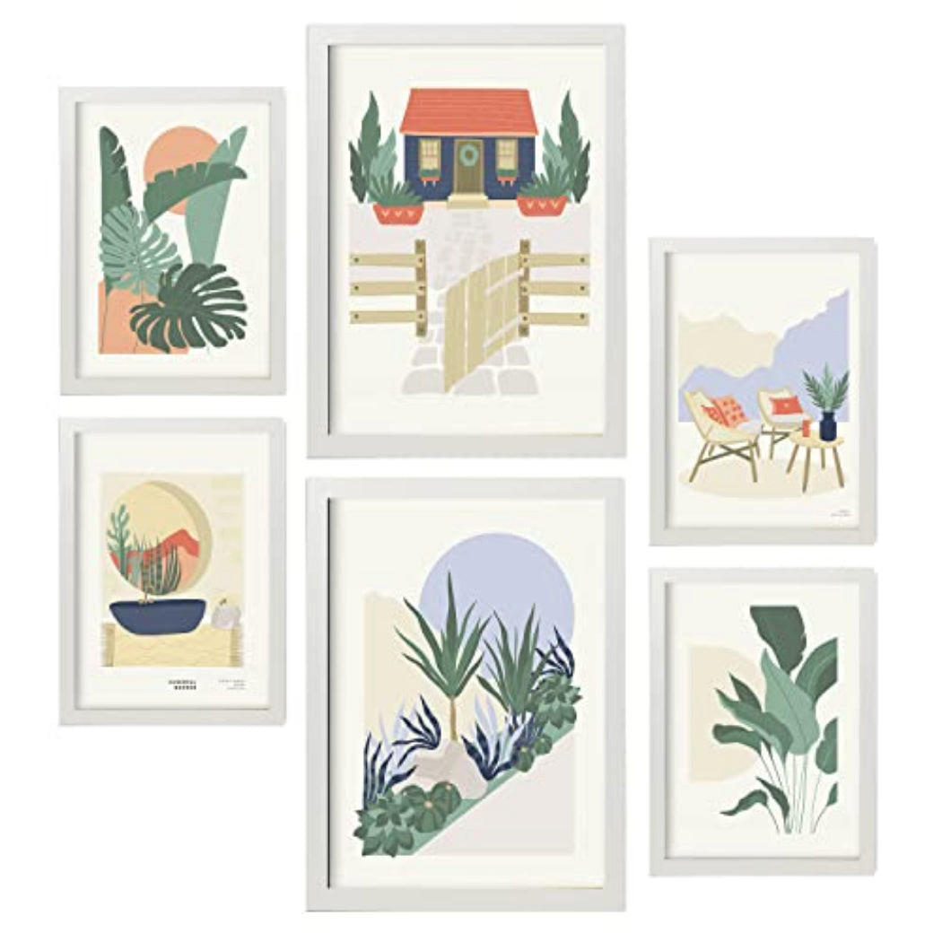 POSTER Set Mit 6 Minimalistischen In Pastellfarben Wüste Drucke Von Landschaften Und Natur Für Innenarchitektur A3 & A4 Weißer Rahmen - Weiß, Papier (29/3cm) - Nacnic
