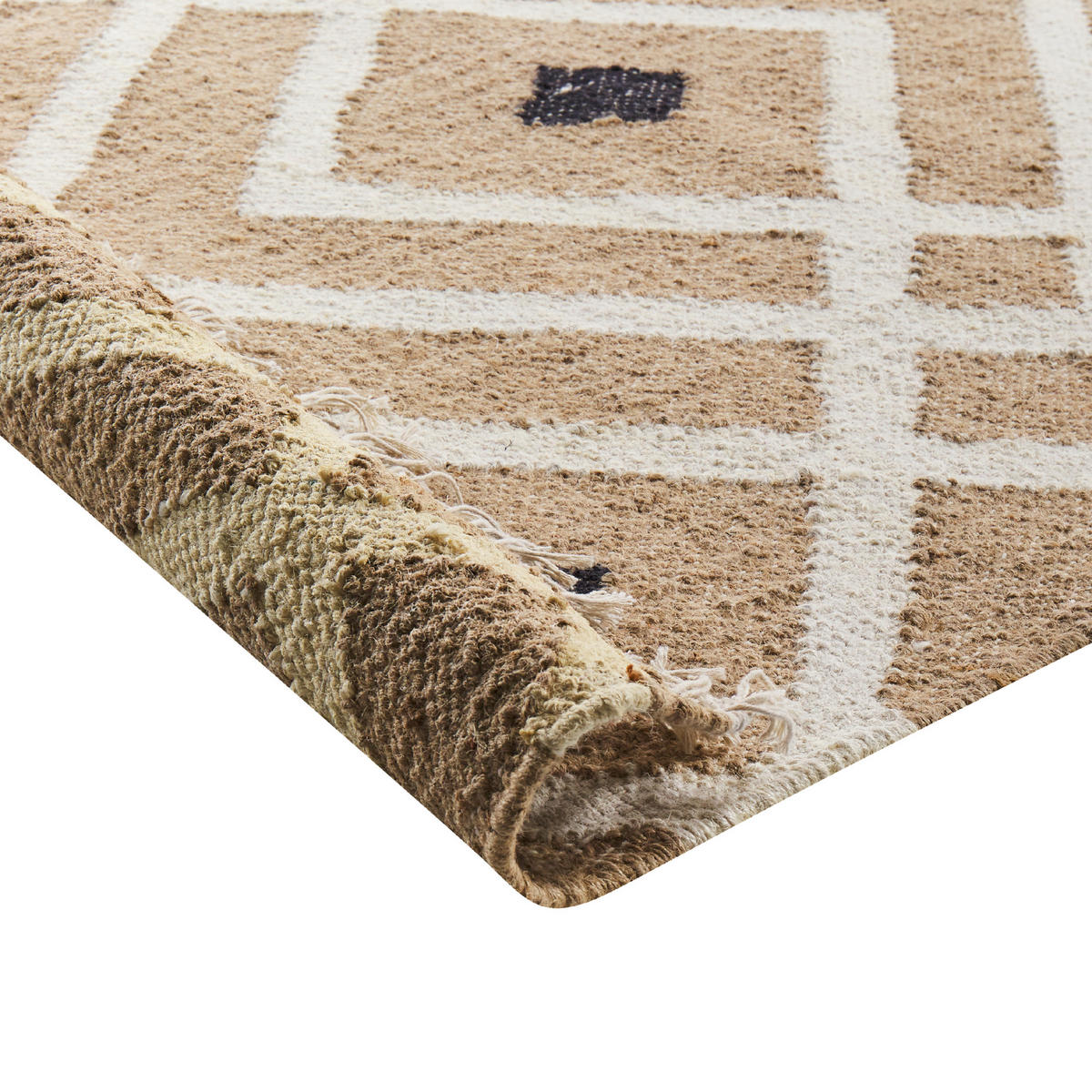 TEPPICH geflochten Beige 160/230 cm Esencik - Beige/Schwarz, Naturmaterialien (160/230cm) - Beliani