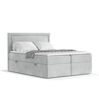 BOXBETT Jodan 160/200 cm Hellgrau im Magic Velvet Stoff - Hellgrau/Schwarz, Holz/Holzwerkstoff (160/200cm) - AltaBeds