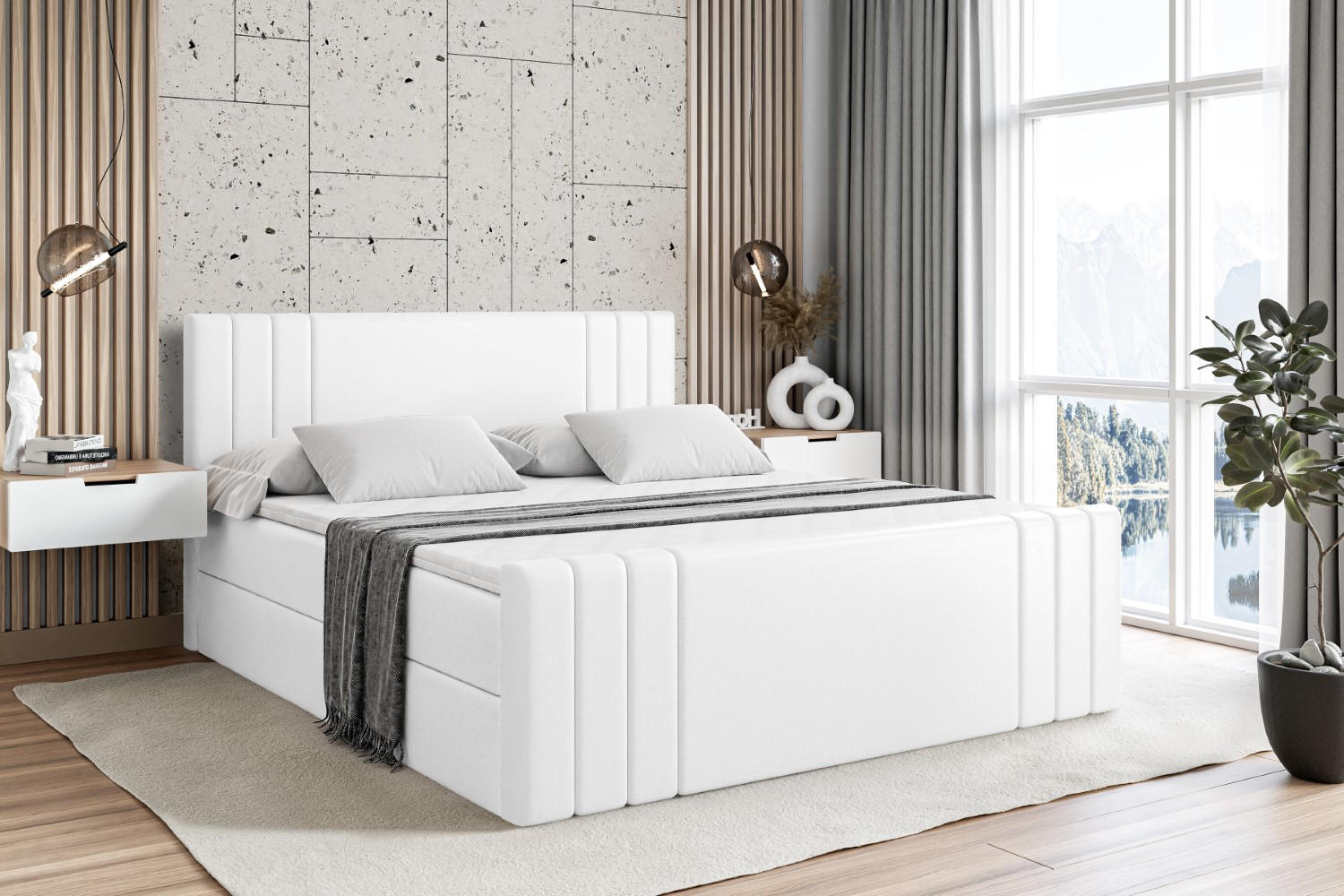 BOXBETT CELESTIA-Z - 120x200 cm - H4 - Weiß Hochglanz - Weiß Hochglanz, Holzwerkstoff (120/200cm) - ALTDECOR