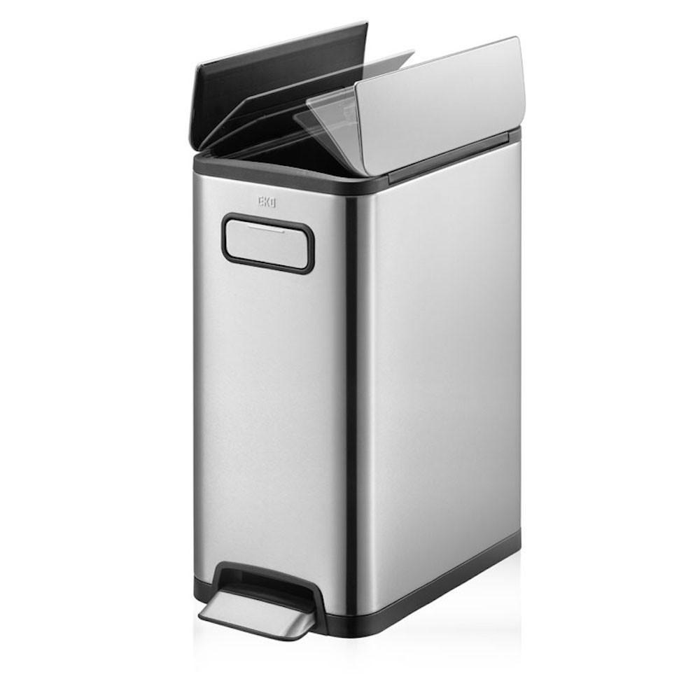 MÜLLEIMER Zur Abfallscheidung Aus Gebürstetem Edelstahl 30 Liter 64,6 x 25,5 x 44,8 cm Edelstahl - Silberfarben, Metall (25.5/64.6/44.8cm) - PROREGAL