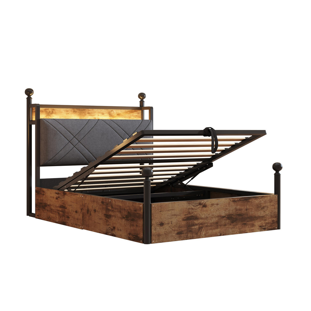 EINZELBETT 90/190 cm Schwarz - Schwarz, Metall