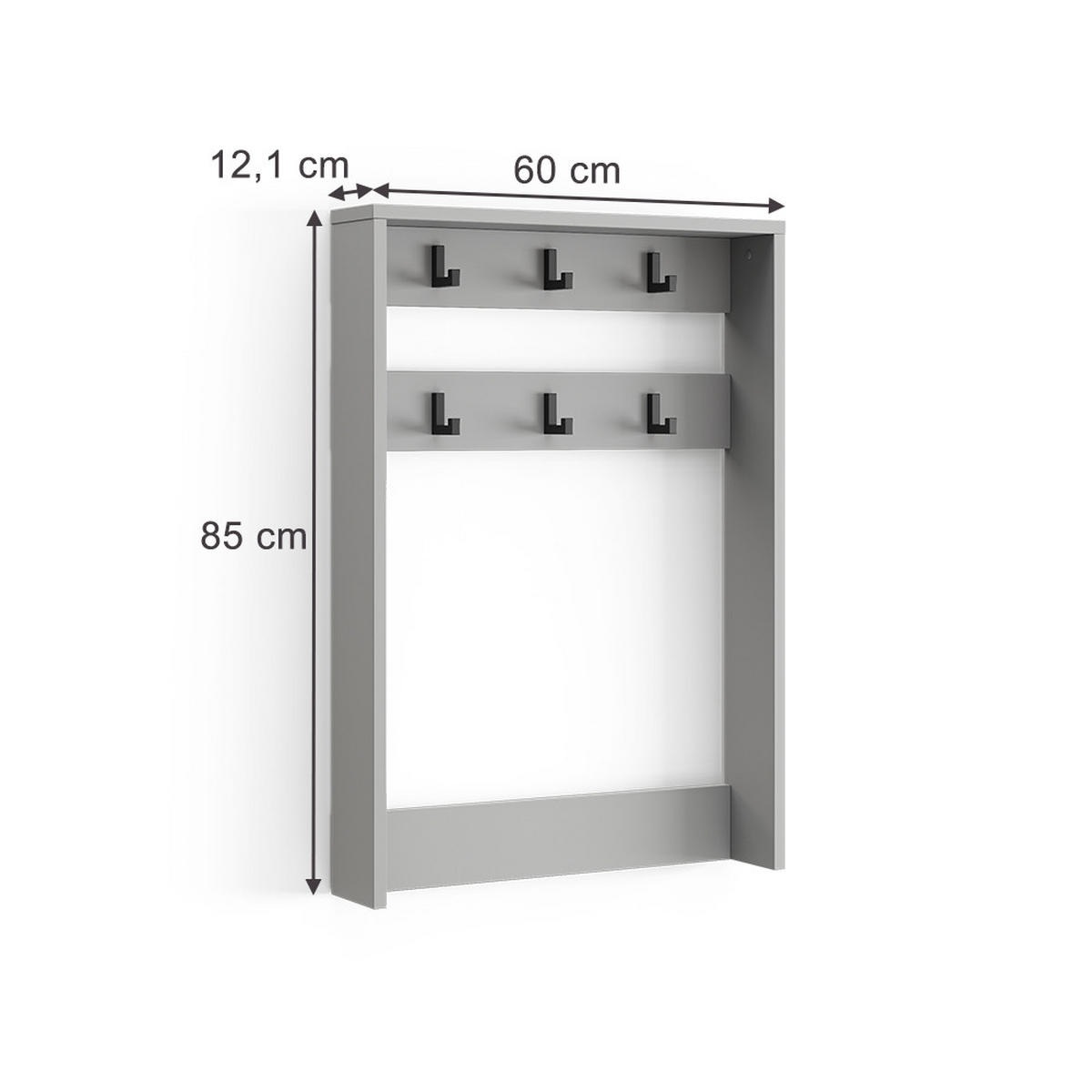 GARDEROBENAUFSATZ Eliza Grau 60 x 85 cm - Grau, Holzwerkstoff (60/85/12.1cm) - Vicco