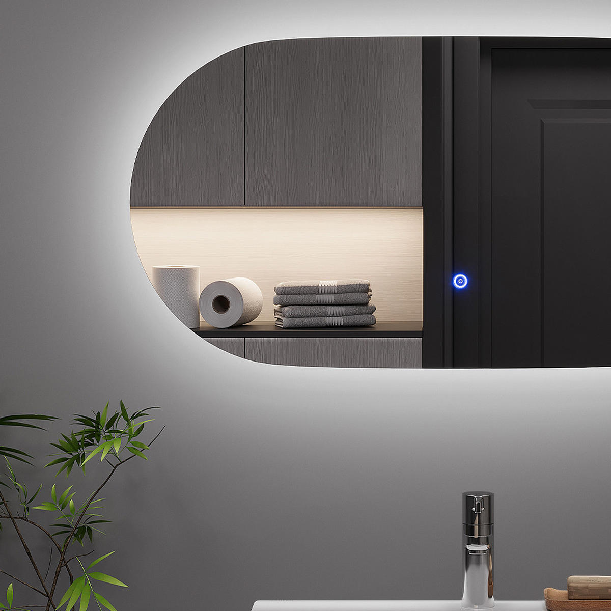 BADEZIMMERSPIEGEL Miral Glas 80 x 40 cm mit Backlight Beleuchtung - Klar, Glas (80/40/2.8cm) - Vicco