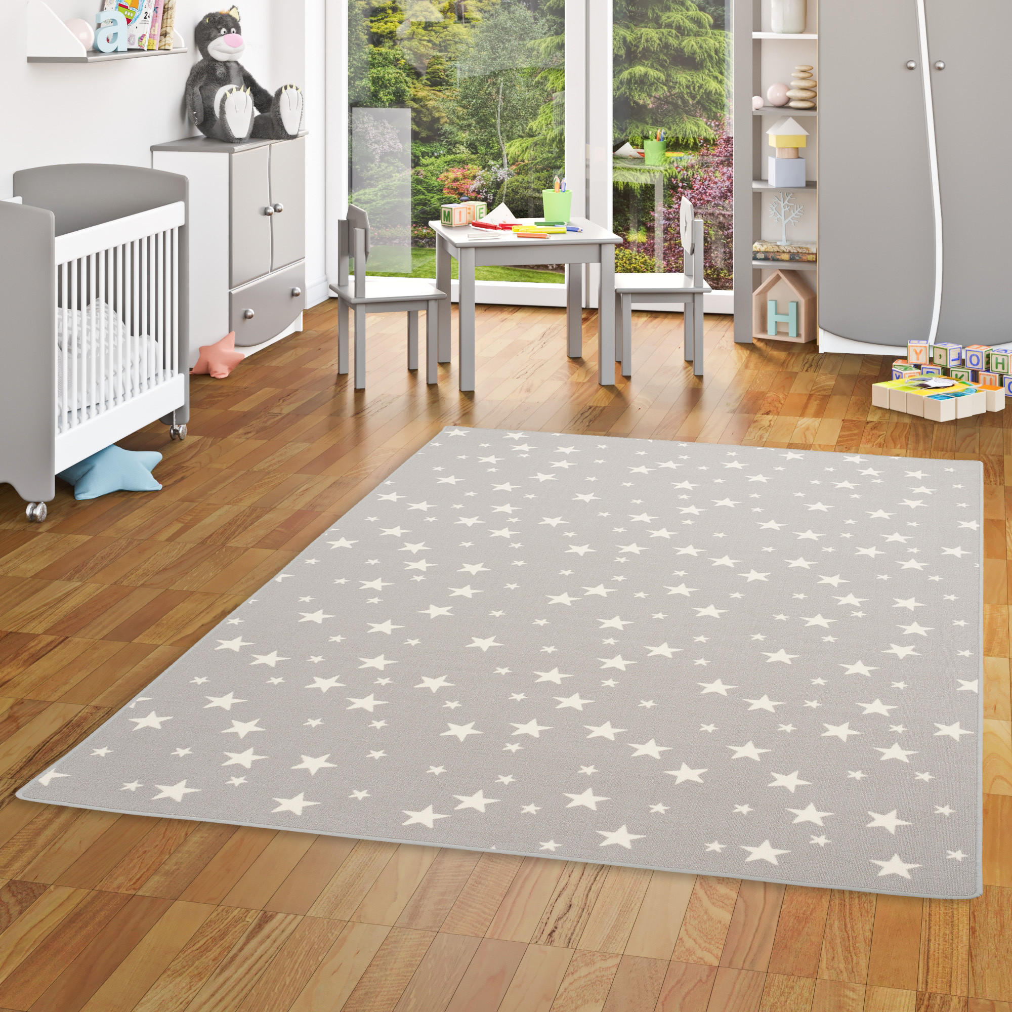 KINDER SPIEL TEPPICH STERNE - Grau, Textil (200/250cm) - Snapstyle