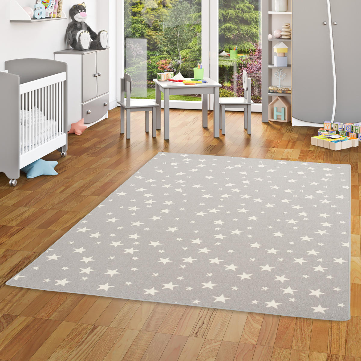 KINDER SPIEL TEPPICH STERNE - Grau, Textil (100/300cm) - Snapstyle