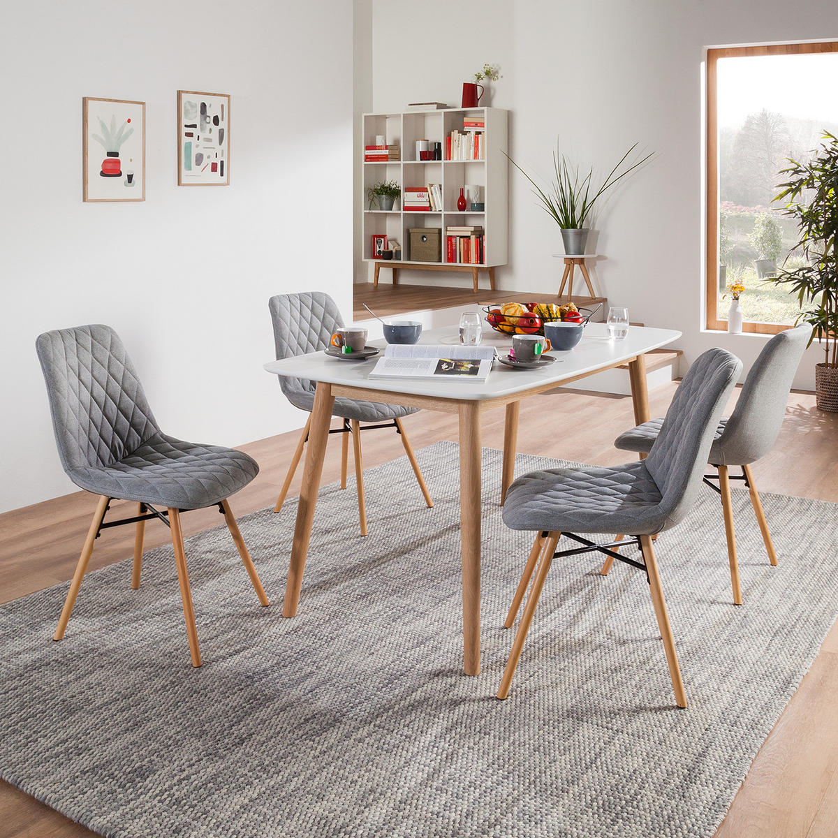 POLSTERSTUHL - Webstoff - Grau, Holz/Textil (46/85/57cm) - home24