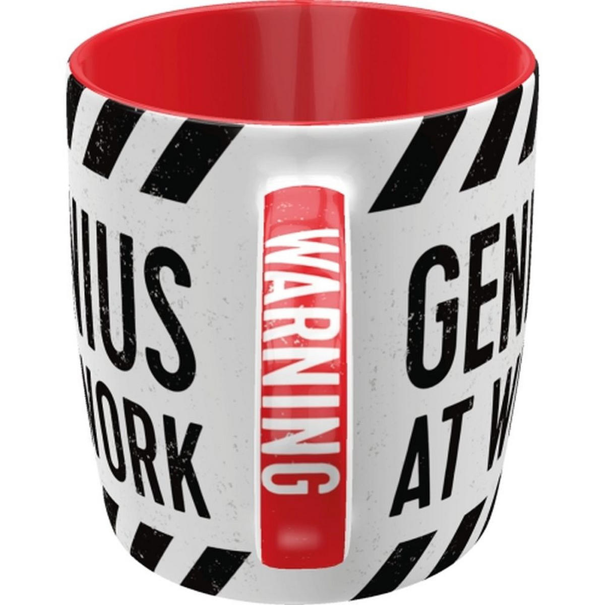 KAFFEETASSE 330 ml Achtung Genius at Work - Multicolor, Keramik (0.33L) - Nostalgic-Art