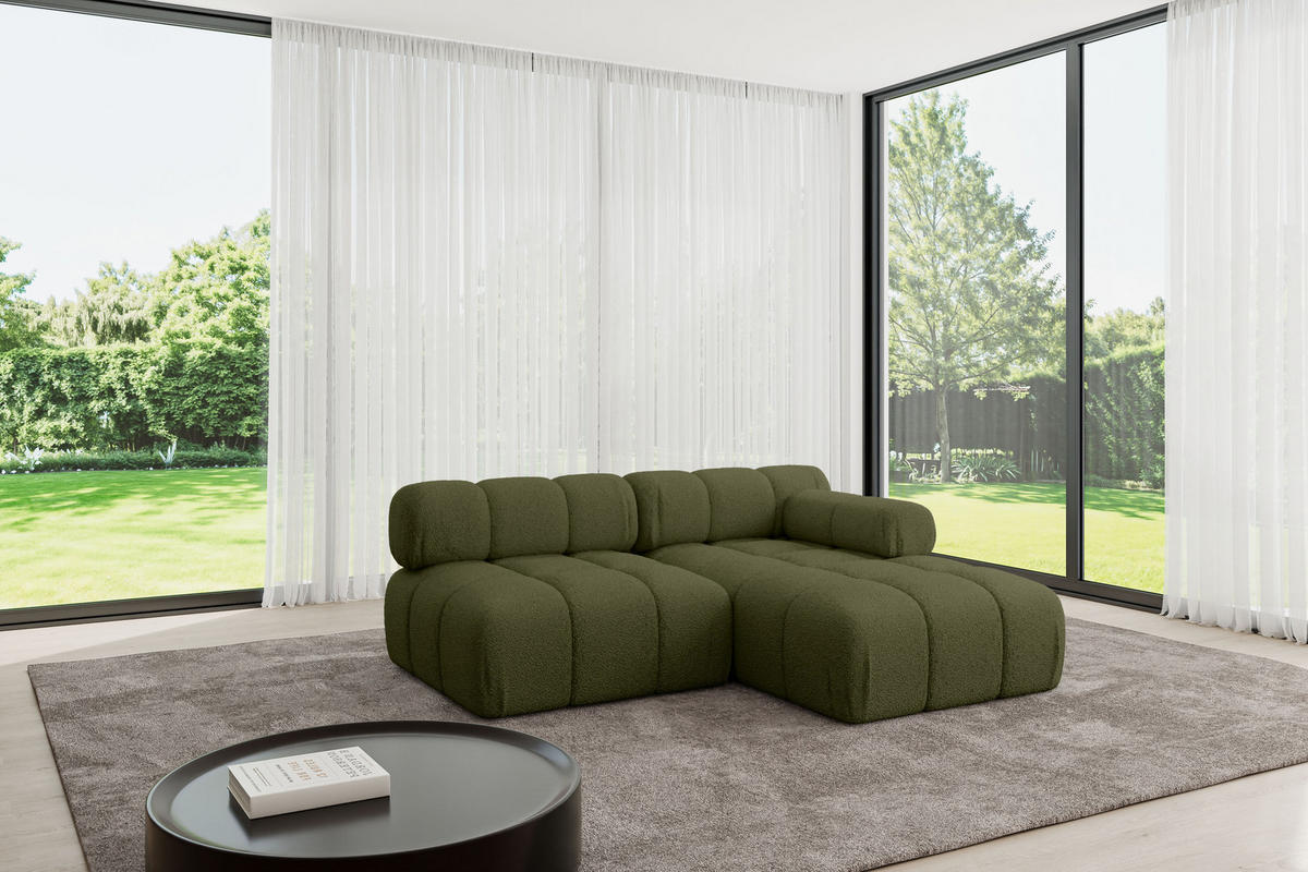 ECKSOFA modulares Sofa Razon-L1 - 190x160x70 cm Grün Bouclé - Grün, Holzwerkstoff/Textil (190/160cm) - ALTDECOR
