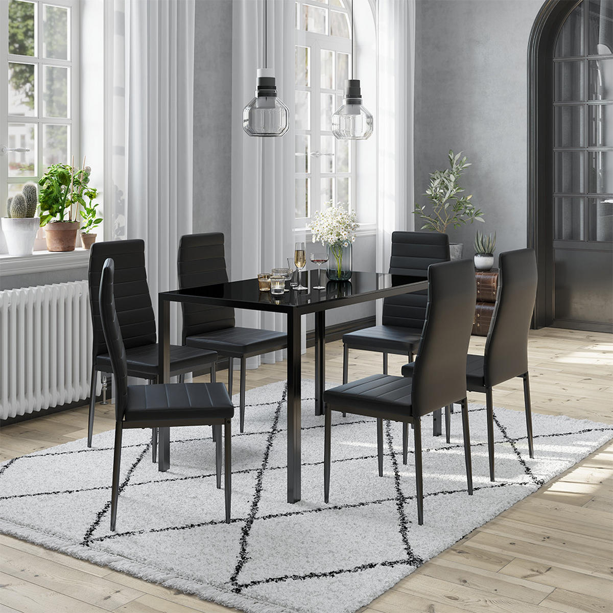 ESSZIMMERSTUHL Grand Schwarz 42.5 x 48 cm 6er Set - Schwarz, Kunststoff (42.5/96/48cm) - Vicco