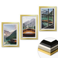 WANDBILDER 3er Set - 20x30 cm Goldrahmen - Hütten am Bergsee Łódź - Goldfarben, Kunststoff (20/30cm) - ArtPrintCave
