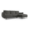 ECKSOFA mit Schlaffunktion Samt Stoff Grau - Dunkelgrau/Schwarz, Textil/Metall (242/162cm) - LaMiaSofa