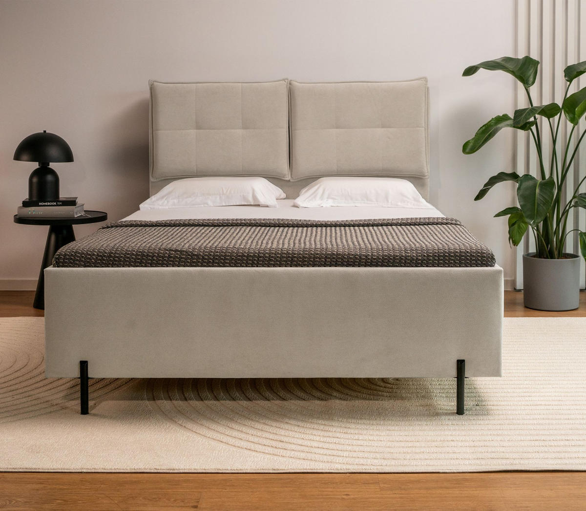 POLSTERBETT Belleo Beige 180x200 cm - Beige/Schwarz, Textil/Metall (180/200cm) - Selsey