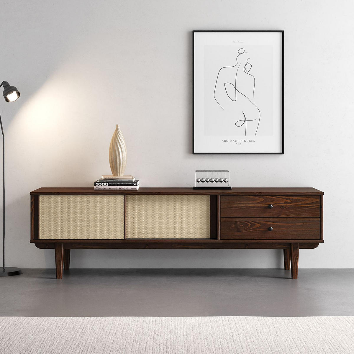 LOWBOARD SIMONA nussbaum - Nussbaumfarben, Holz (175/52/41cm) - IDIMEX