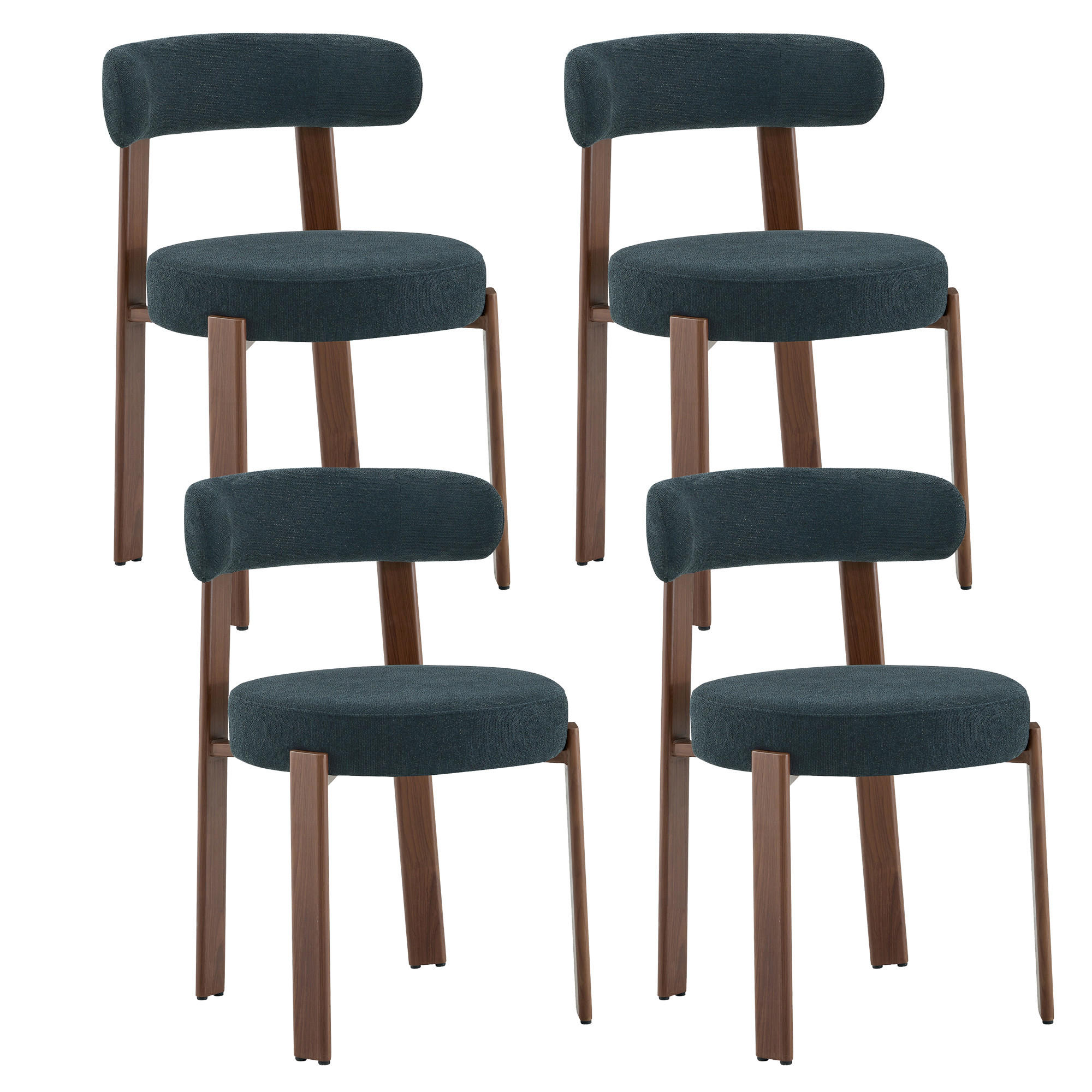 ESSZIMMERSTUHL 4ER-SET aus Stoff in Schwarz, mit ergonomischer Bügellehne - Schwarz, Textil (51.5/79/57cm) - Urban Meuble