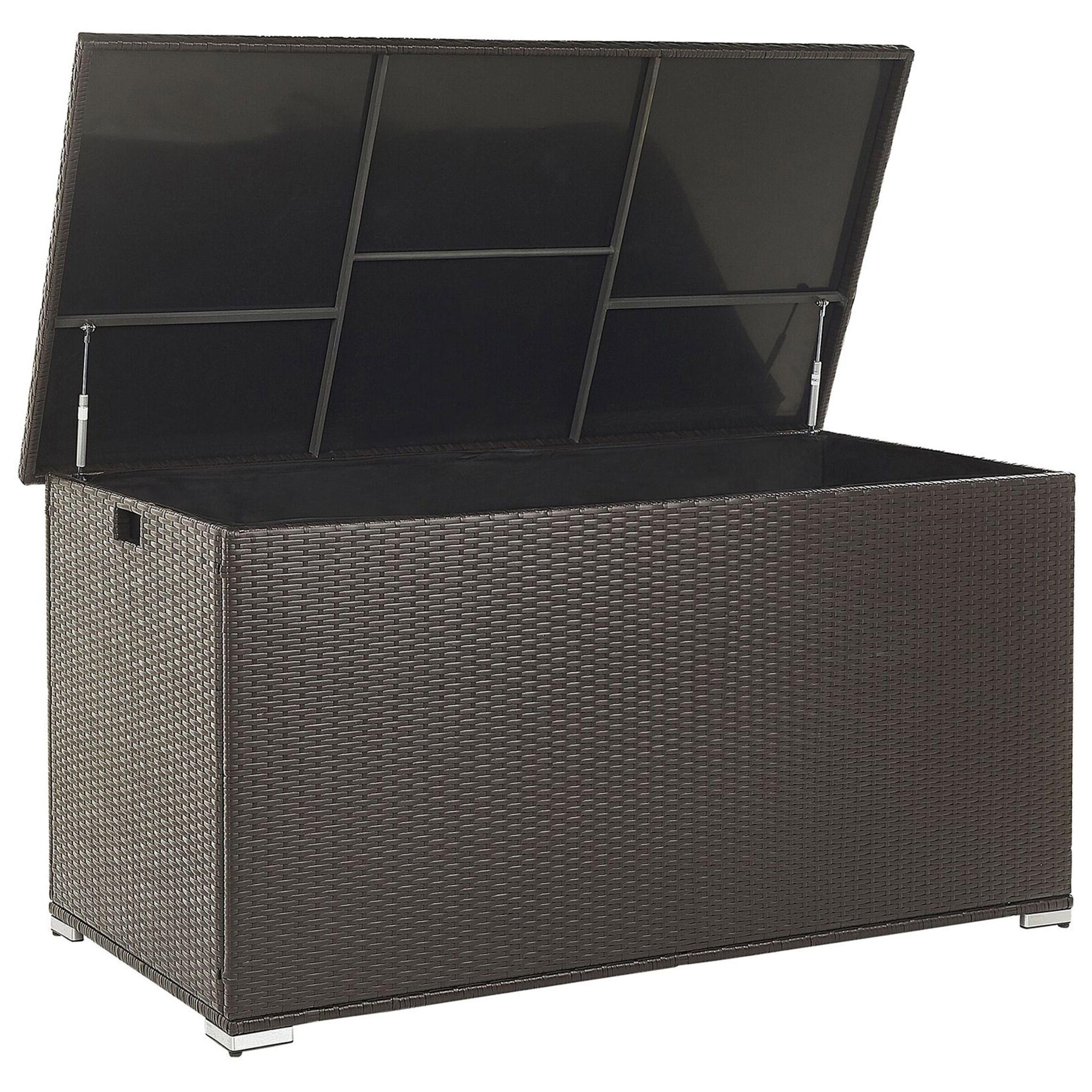 KUTIJA ZA JASTUKE ratan smeđa 155/75 cm Modena - smeđa/crna, plastika (155/80/75cm) - Beliani