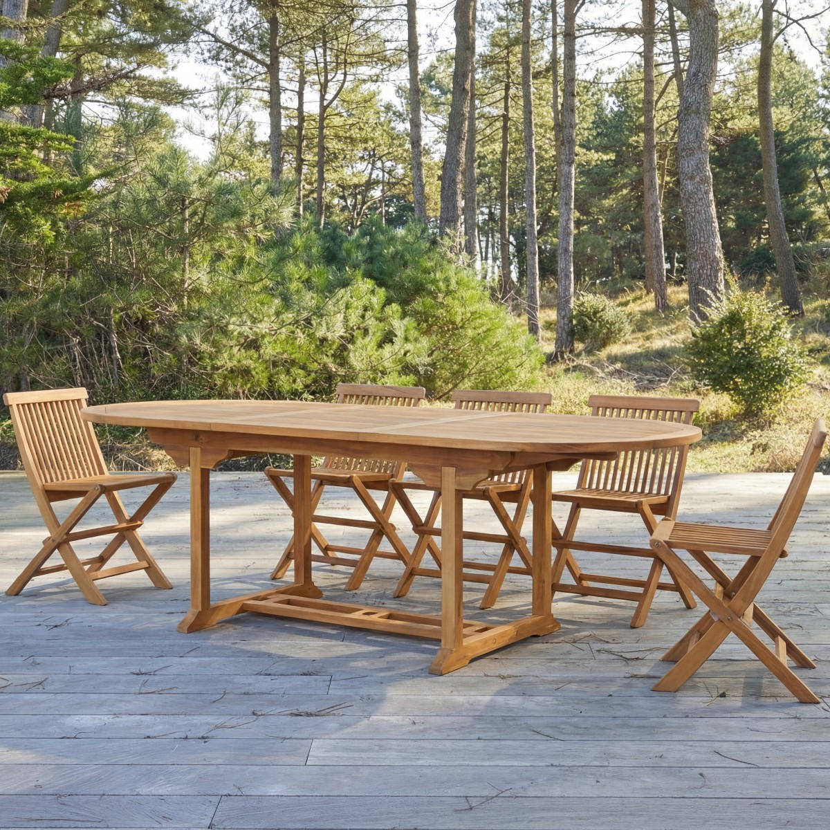 GARTENMÖBEL-SET 5-tlg Capri Braun aus Akazie - Braun, Holz - Tikamoon