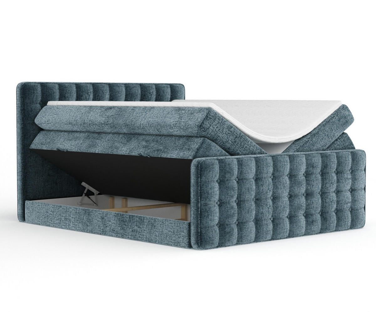 BOXSPRINGBETT Velouria Blau 200/200 cm - Blau/Schwarz, Holz/Holzwerkstoff (200/200cm) - Maison de Reve